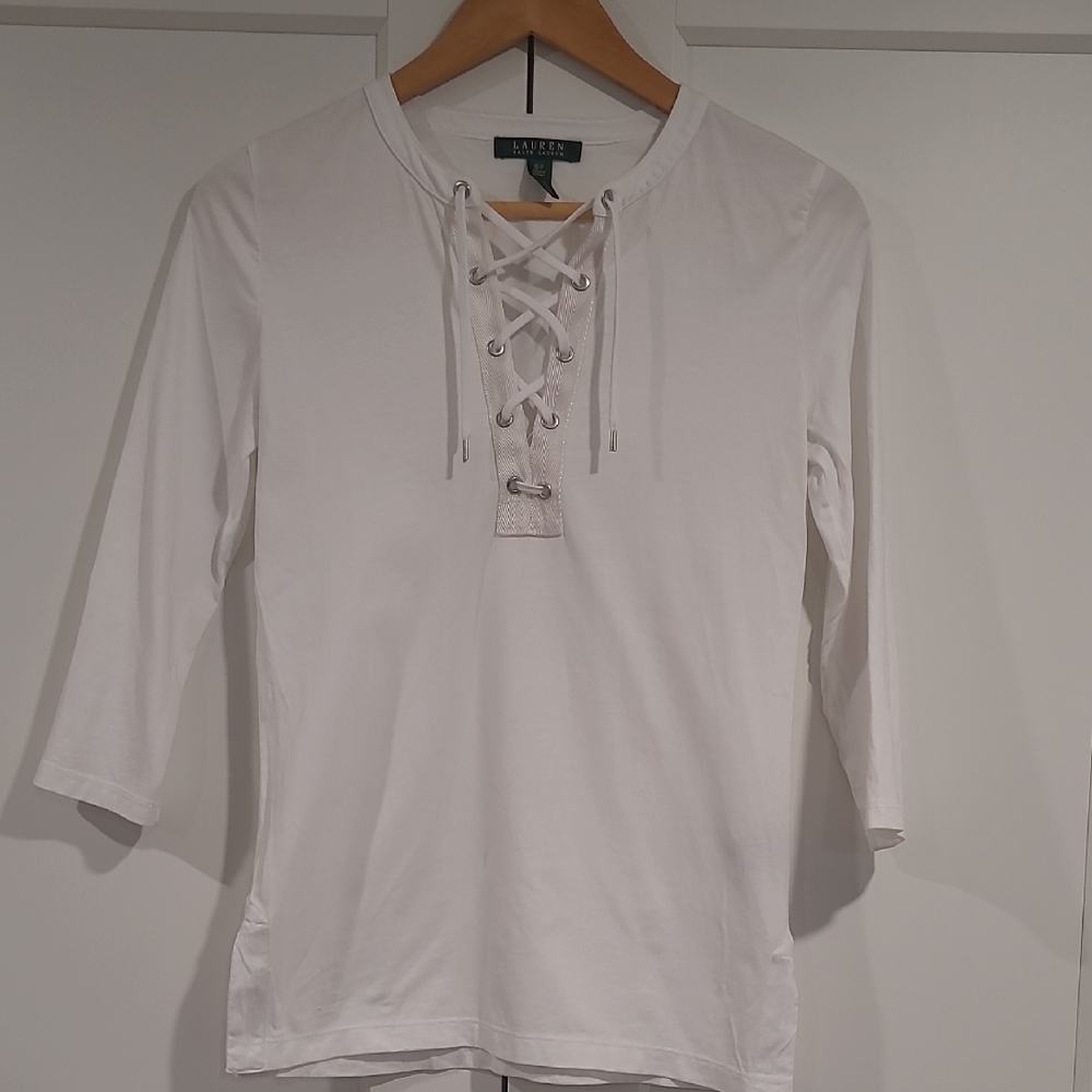 Ralph Lauren White Lace-Up Top